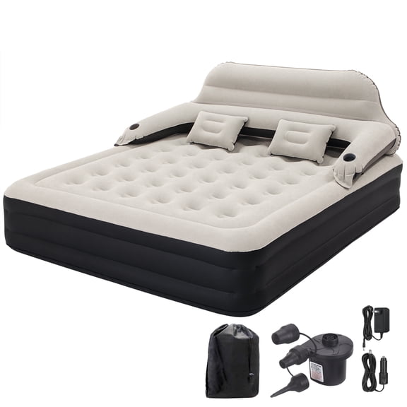 Open Box Honeydrill 15" King Air Mattress with Headboard, Airbed Inflatable Couch with Pump
