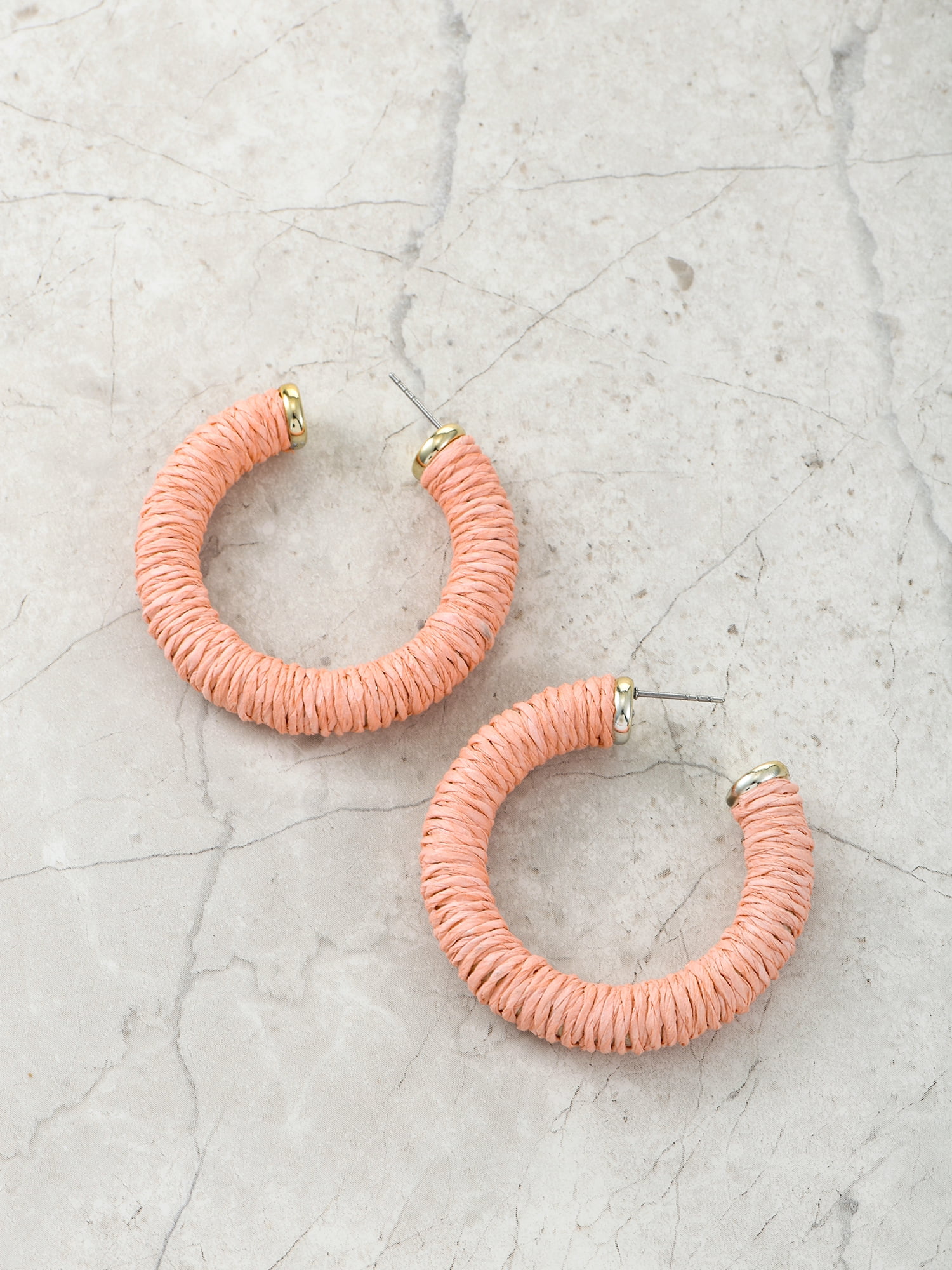 Time and Tru Wrapped Hoop Earrings, Pink, 1 Pair