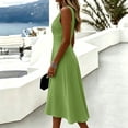 thumbnail image 3 of Bxsruta Womens Midi Dress V Neck Sleeveless Flowy Casual Pleated Dresses for Women Summer Cocktail Party, 3 of 5