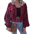 thumbnail image 1 of Chaqueta Corta de para Mujer, Otoño/Invierno, Informal, de Larga, con Botones, y Vino Tinto XL, 1 of 8