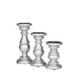 thumbnail image 6 of DecMode 3 Candle Silver Mango Wood Turned Style Pillar Candle Holder, Set of 3, 6 of 8