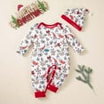 thumbnail image 2 of FYDUU Christmas Baby Girls Romper Jumpsuit Long Sleeve One Piece Outfit With Hat Xmas Holiday Party Playwear Infant Onesie Jumpsuits 6-9 Months, 2 of 9
