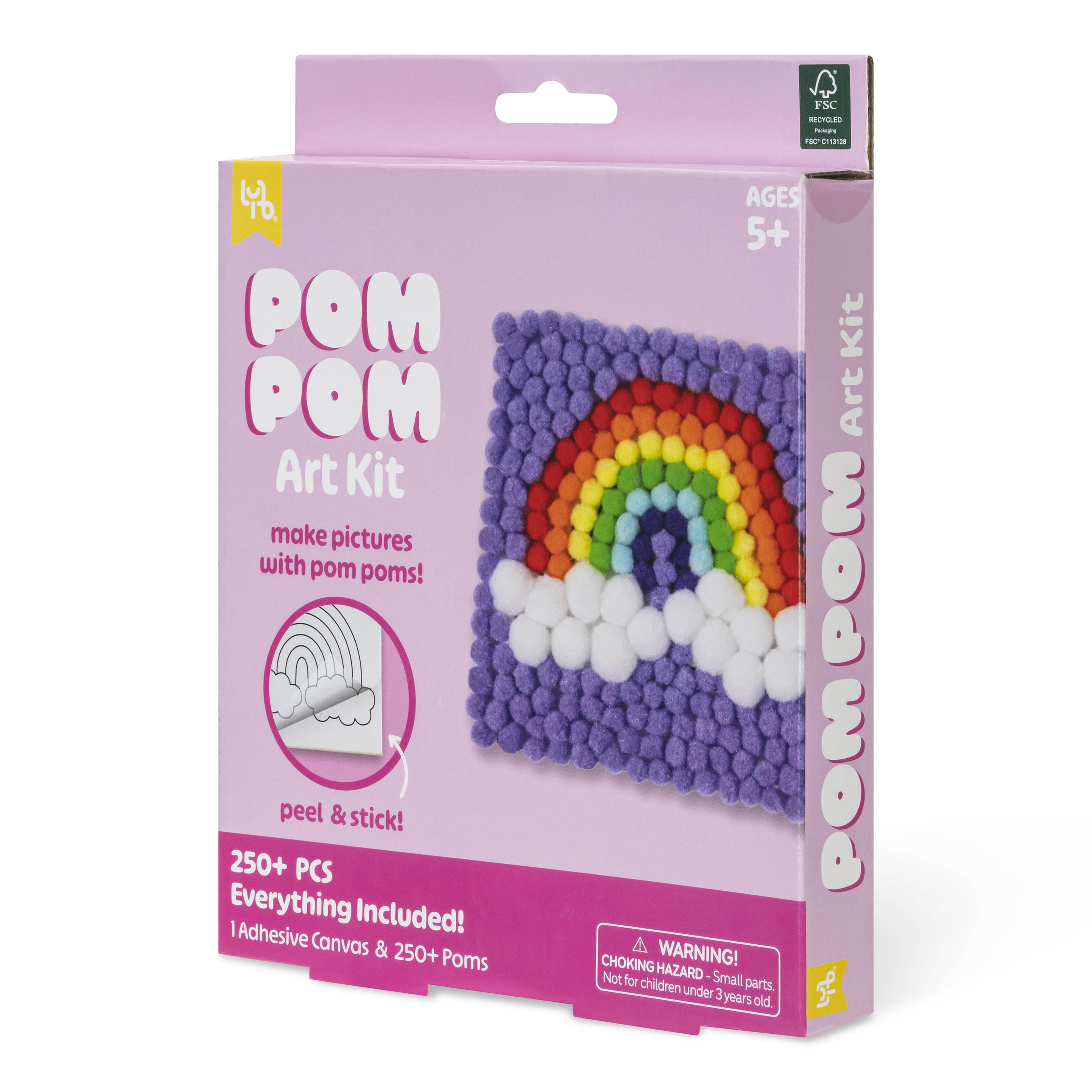 (2 pack) Little Yellow Bicycle Pom Pom Rainbow Art Kit