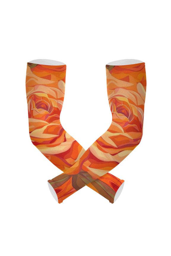 Rose Orange UV Sun Protection Arm Sleeves UPF 50+ Compression Cooling Sleeve 1 Pair