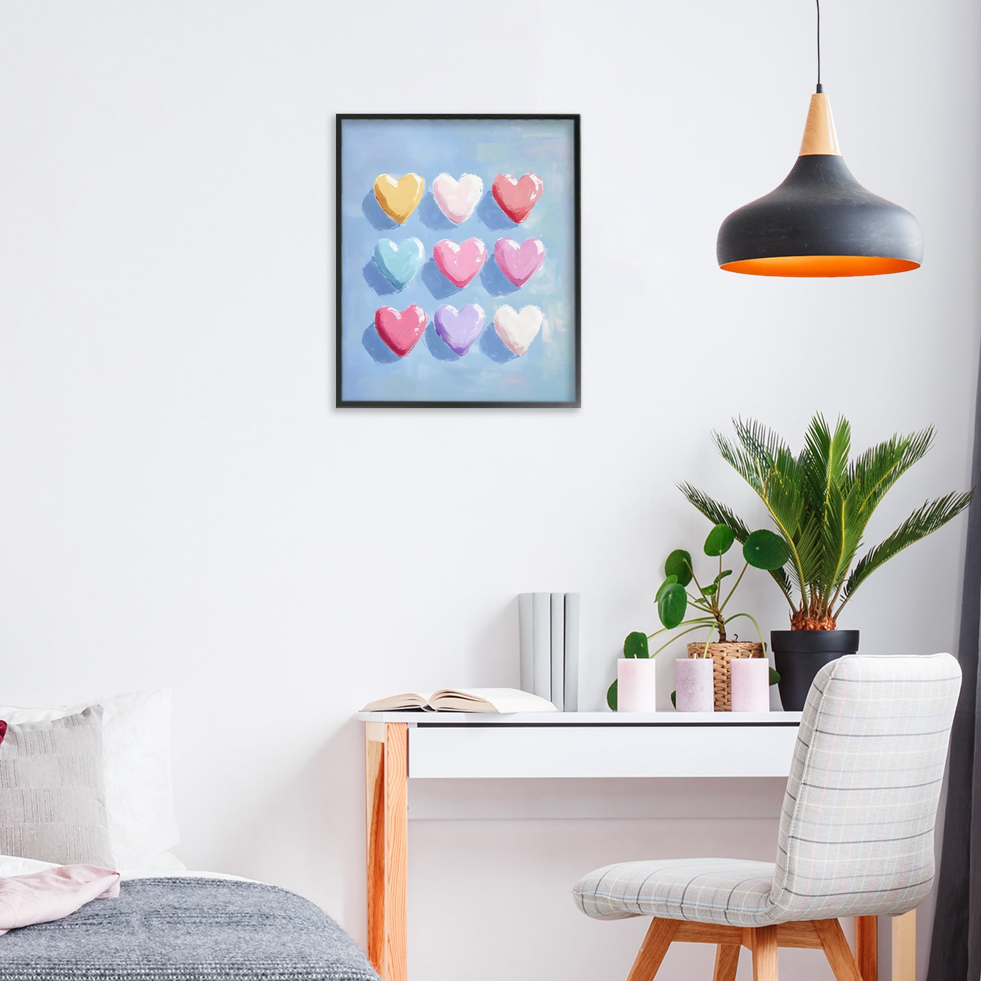 Stupell Industries Pastel Heart Grid Black Framed Giclee Art, design by The Prints Vibe