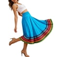 thumbnail image 3 of Umfun Women's Colorful Striped Maxi Skirt Elastic High Waist A-Line Flowy Skirt Summer Vacation Skirt, 3 of 7