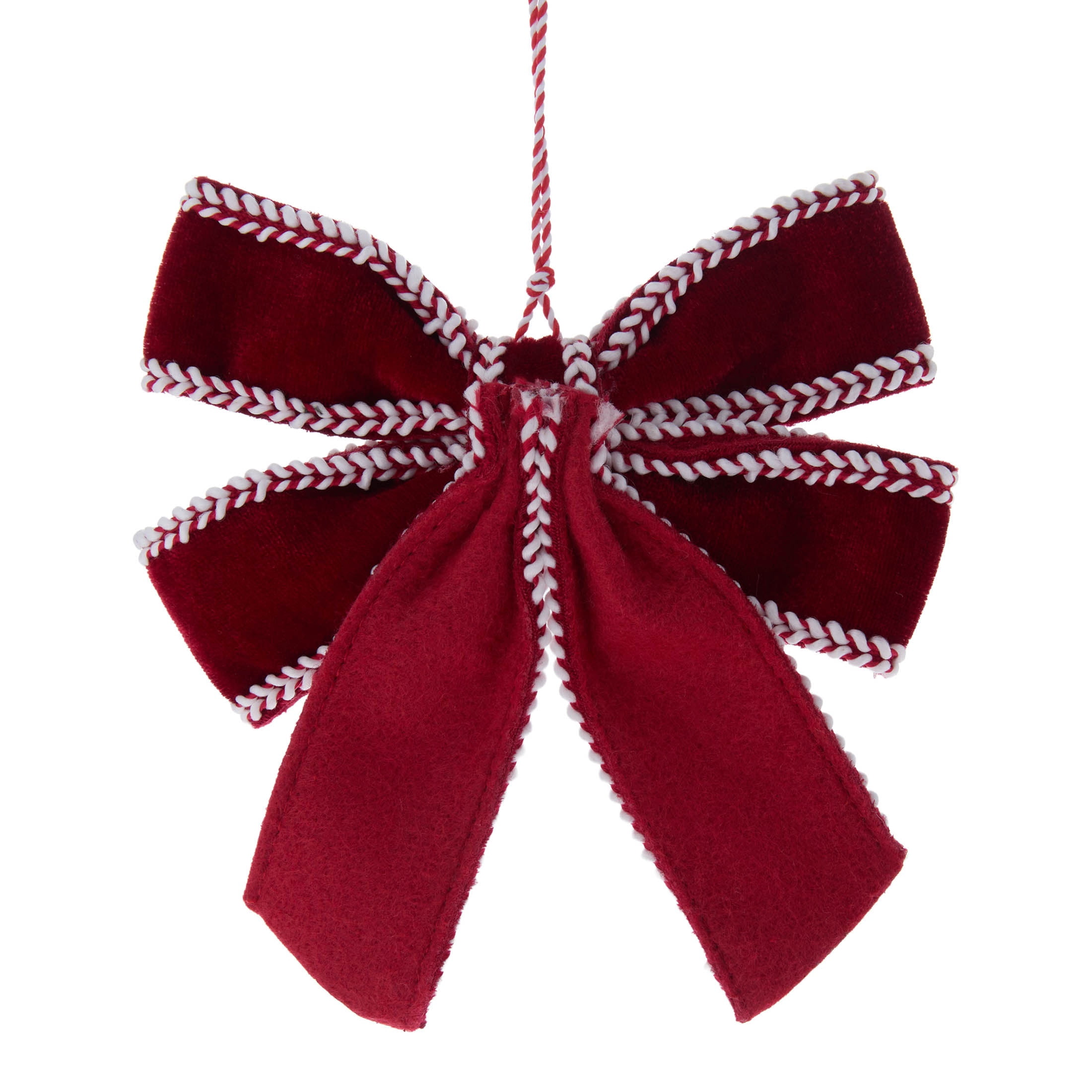 Red and White Velvet Bow Christmas Ornament, 6.3", by Holiday Time