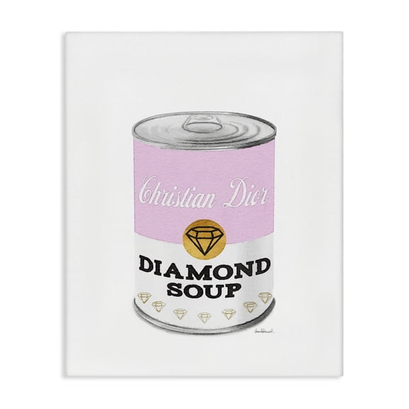 Stupell Industries Art Deco Pink Condensed Soup Can Diamond Pop Fashion Glam Canvas Art, 16 x 20, by Amanda Greenwood
