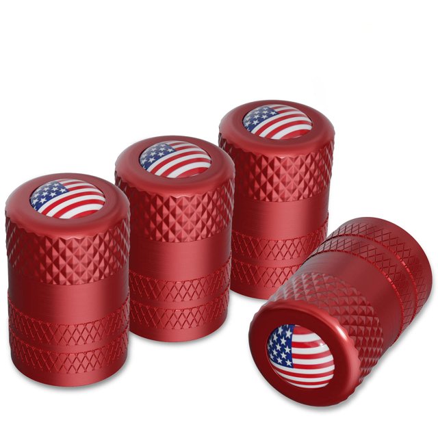 Ckauto Tapas de vástago de válvula de bandera americana Tapas de válvula de neumático de aluminio de EE. UU. Cubiertas de vástago universales a prueba de polvo para automóviles, camiones, bicicletas,