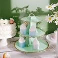 thumbnail image 2 of BalsaCircle 3 Tiers Mint Green Gold Trim 13" Cake Cupcake Stand Birthday Party Wedding Centerpieces Decorations, 2 of 8