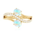 thumbnail image 5 of Rosec Jewels Natural Ethiopian Opal 2 Stone Engagement Ring - Opal Diamond Ring - AAA Quality - with Jewelry Box, 14K Yellow Gold, US 10.50, 5 of 10