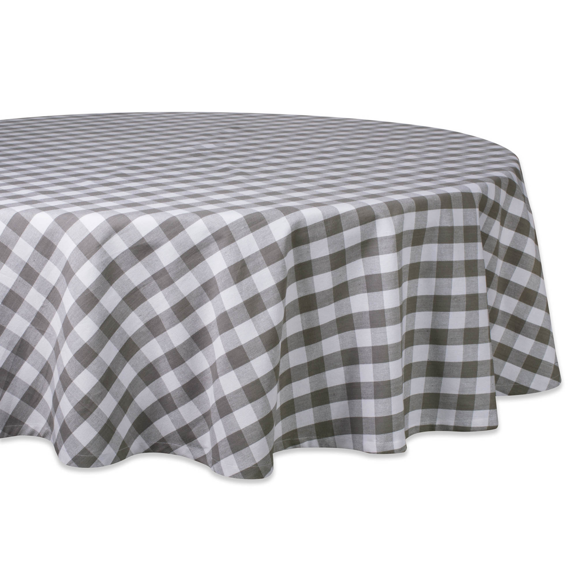 DII Gray/White Checkers Tablecloth 70 Round, 100 Cotton