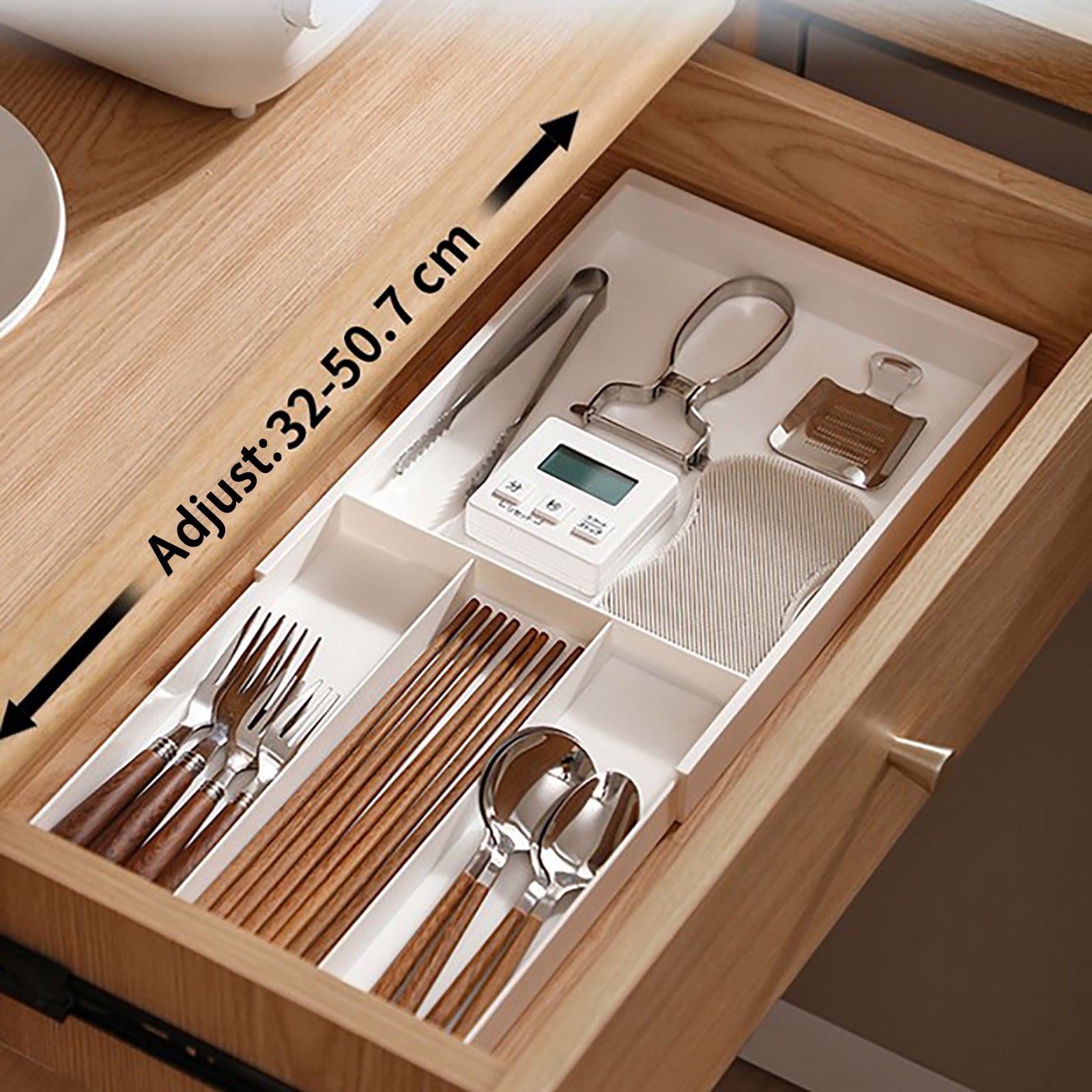 Expandable Silverware Drawer Organizer Adjustable Flatware Cutlery Tray Large Capacity Utensil Storage Container Divider