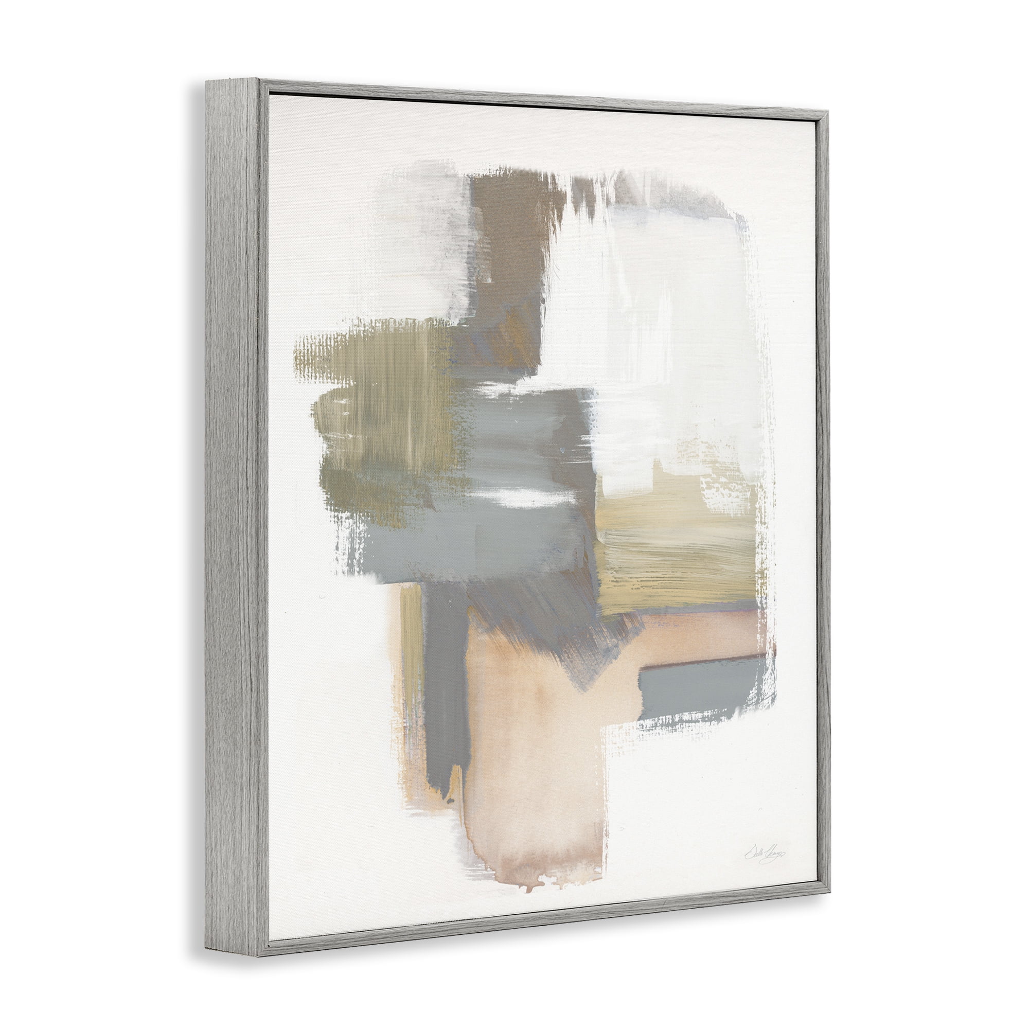 Stupell Industries Distorted Paint Strokes Abstract Painting Gray Framed Art Print Wall Art, 24 x 30