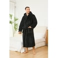 thumbnail image 3 of Vulcanodon Men Fleece Hooded Robe, Plush Lightweight Bathrobe Long Soft Warm House Coat with Pockets,(Black,2XL-3XL), 3 of 5