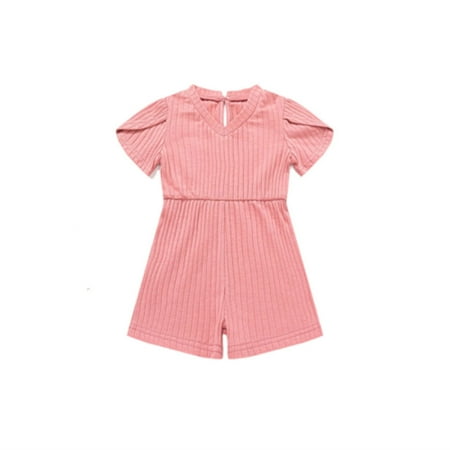 

ZRBYWB Baby Toddler Girl Clothes Jumpsuit Cute Colorful Solid Cotton Summer Short Sleeve Jumpsuit Baby Clothing