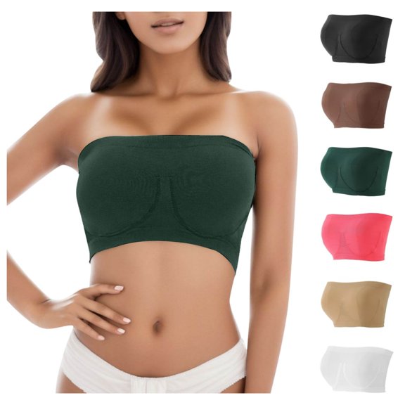 Gpoecd Tube Tops Plus Size Strapless Fitness Padded Top Bra For Women Stretchy Yoga Sports Bandeau Frame Racerback Sports Bra Green,XXXXL