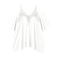 thumbnail image 5 of Warop Women's Plus Size Cold Shoulder Tops Solid Lace Ruffle V Neck T-Shirt Spaghetti Strap Blouse, 5 of 5