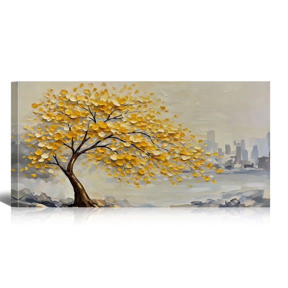 Golden/Green/Blue Tree of Life Paintings - Large Canvas Print Wall Art for Living Room, Bedroom, Office Decorations, Landscape Artworks with Framed, 40"X20"
