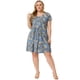 thumbnail image 3 of Vestido de talgrande pamujer, mancorta, plisado invertido, vestidos florales Azul 3X, 3 of 6