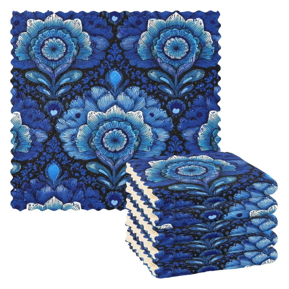 6 Pieces of Kitchen Towels 11x11Inch Kitchen Dish Cloths Kitchen Dish Towels Reuseable Cleaning Cloths Dark Blue Beautiful