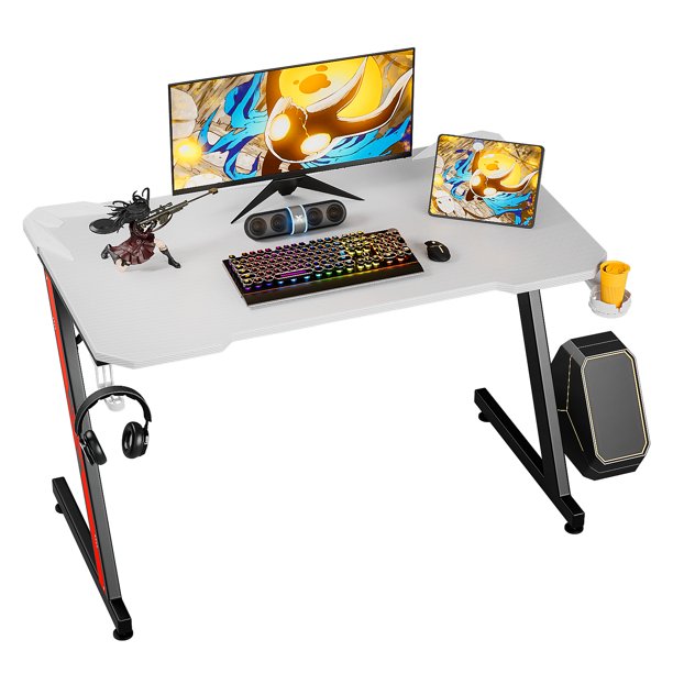 Lacoo Z-Shape 44 inches Gaming Computer Desk Racing Style Office Desk ...