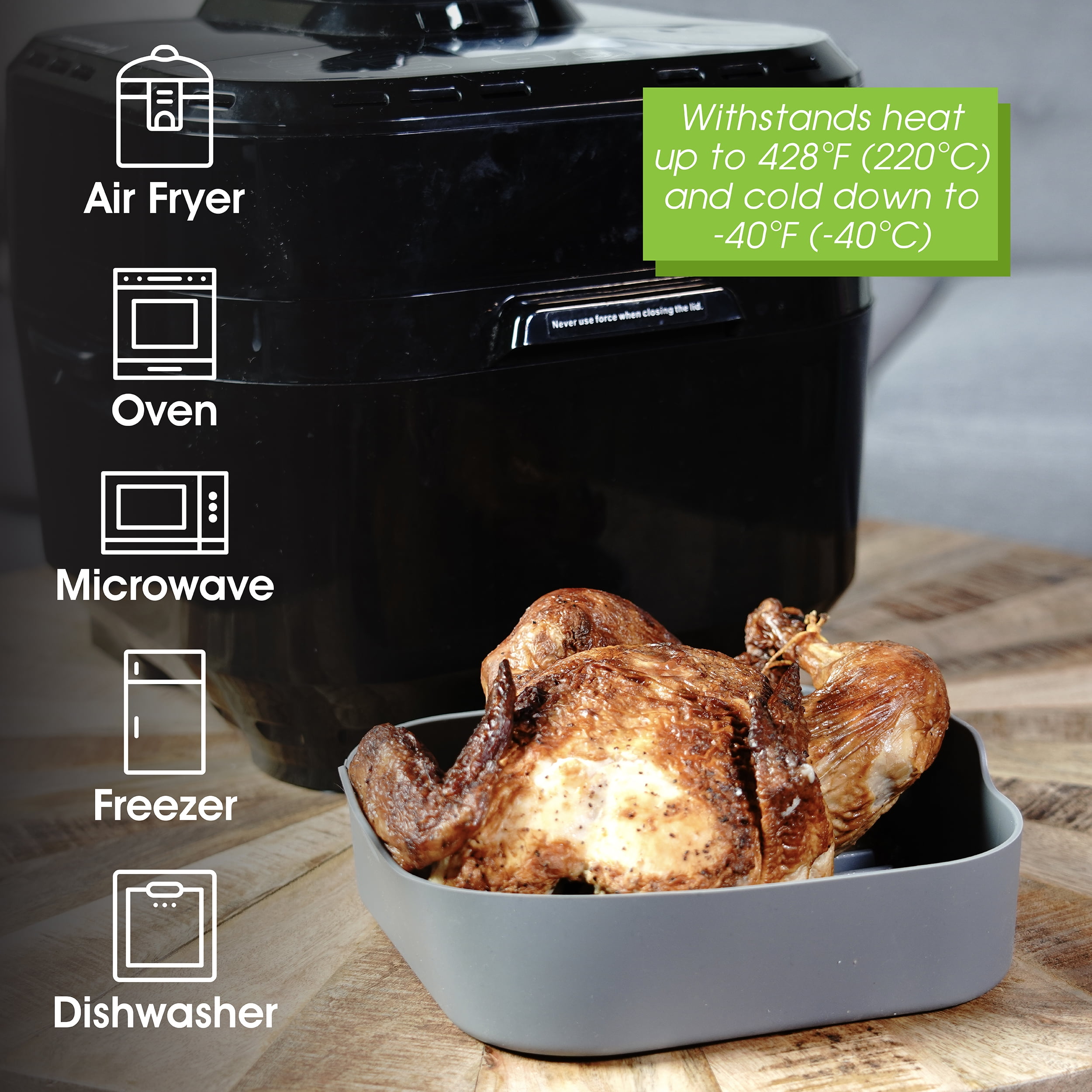 7Penn 6.5QT Air Fryer Accessories - Square Air Fryer Silicone Liner with  Gloves 