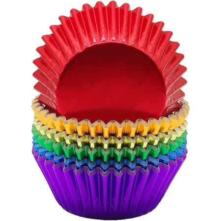 Rainbow 6 Bright Colors Standard Cupcake Liners Muffin Foil Paper Baking Cups, 120-Count