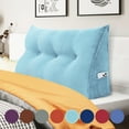 thumbnail image 1 of WOWMAX Large Reading Triangular Wedge Pillow Headboard Bolster Back Support Bedrest Pillow for Bed and Sofa Removable Cover Sky Blue Twin Size (39x8x20inch), 1 of 6