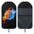 thumbnail image 6 of Chririnla Front Bucket Seat Protector Machine Washable Microfiber, Compatible with Van Truck Seat, for Cars Trucks SUVs, Fire Ice Basketball, 6 of 7
