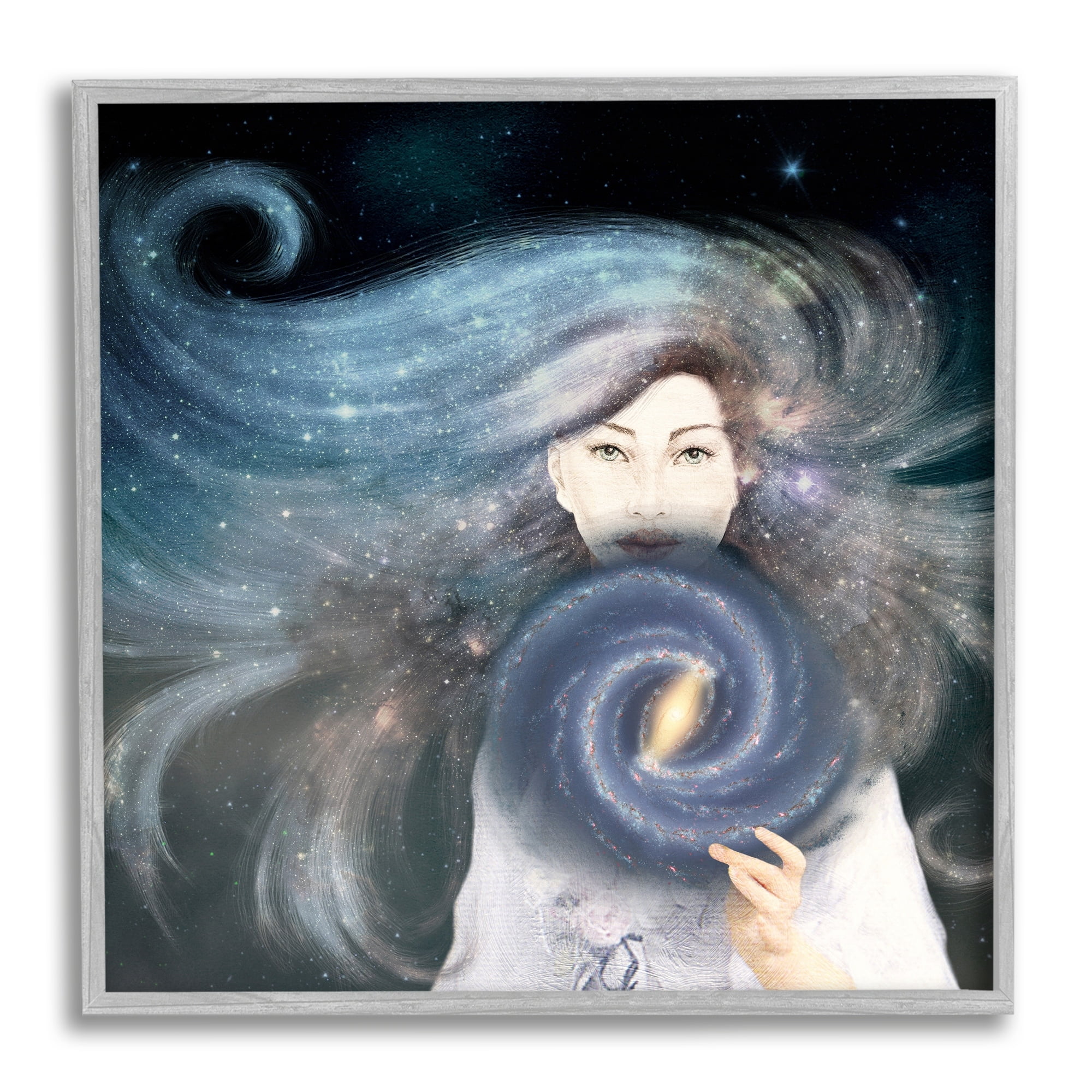 Stupell Industries Galaxy Woman Nebula Hair Purple Starry Universe Framed Wall Art, 12 x 12, Design by Paula Belle Flores