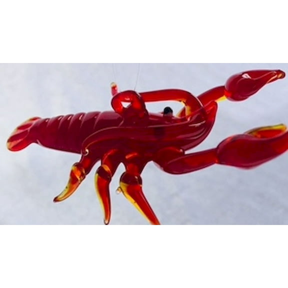 Hanging Red Lobster Glass Ornament