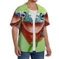 thumbnail image 2 of Balery Flying Frog On Branch Camisa Casual de Manga Corta con Botones para Hombre, Texturizada, Estilo Cubano, para Playa, Verano-4X-Large, 2 of 5