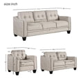 thumbnail image 4 of CRO Decor 3 Piece Sectional Sofa Set Living Room Linen Furniture (Beige), 4 of 11