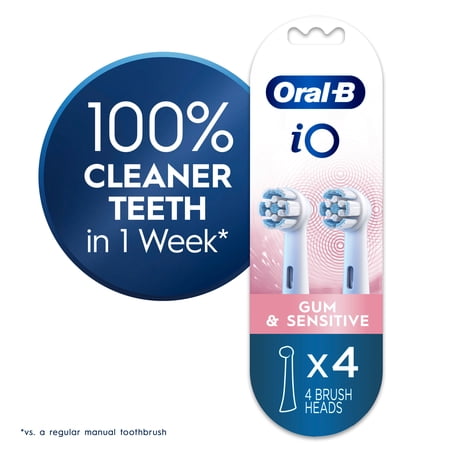 Oral-B Toothbrush, iO Gum & Sensitive Replacement Heads, Electric Toothbrush Brush Heads, White, 4 Count