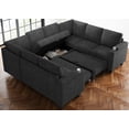 thumbnail image 4 of Belffin D103.9"xW81.1"xH36.4" Chenille Modular Sofa Sectional Sofa With Pull Out Bed, Armrests With Cup Holder Removable Cover Modular Sectional Sleeper Sofa With Storage For Living Room,Dark Grey, 4 of 10