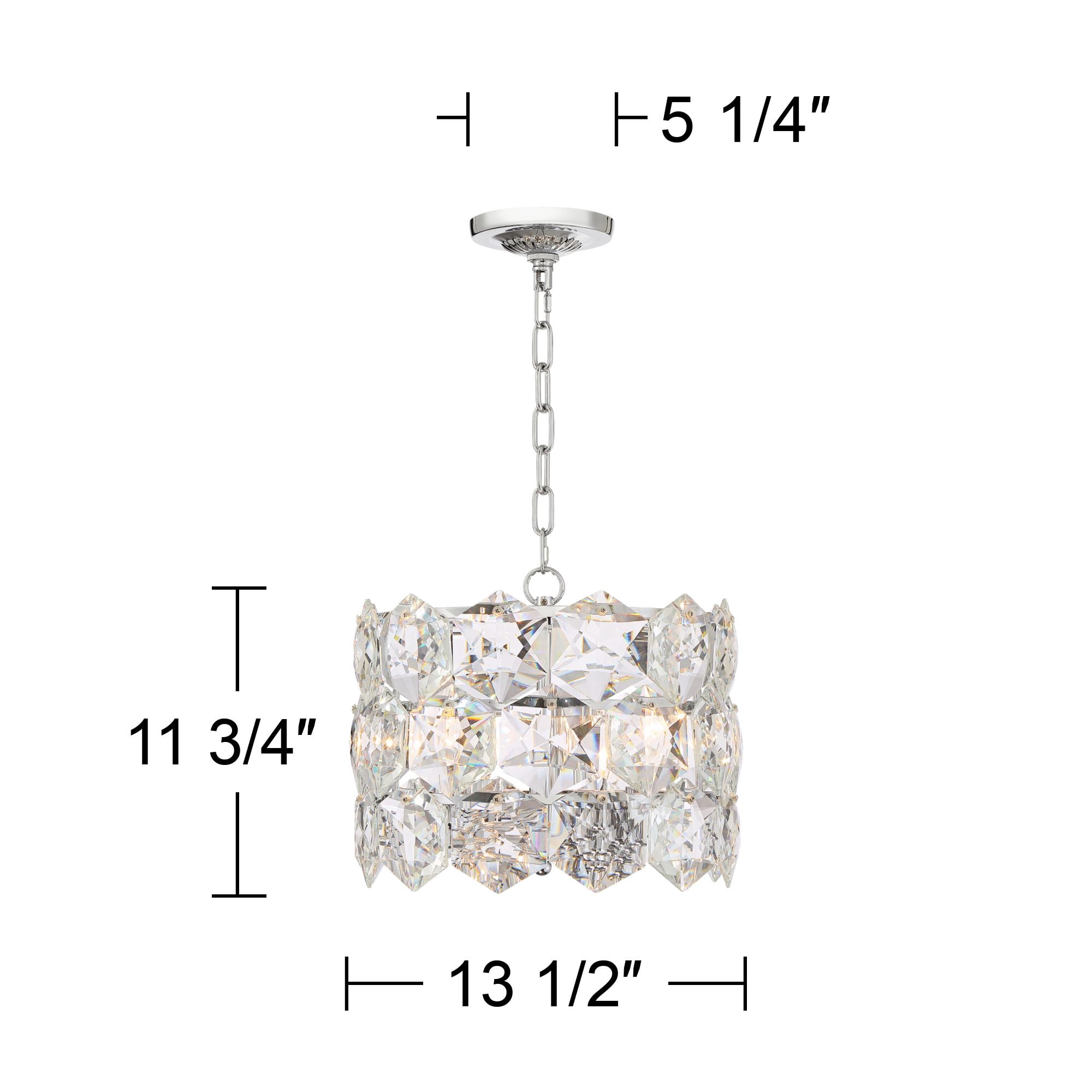 Vienna Full Spectrum Chrome Crystal Pendant Chandelier 13 1/2" Wide Modern 5-Light Fixture for Dining Room House Kitchen Entryway