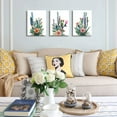 thumbnail image 2 of Wall Art for living room Canvas Prints Artwork bathroom Wall Decor Simple Life Green plants cactus Picture Watercolor painting 3 Pieces Framed bedroom wall decorations Office Works Home Decoration, 2 of 6