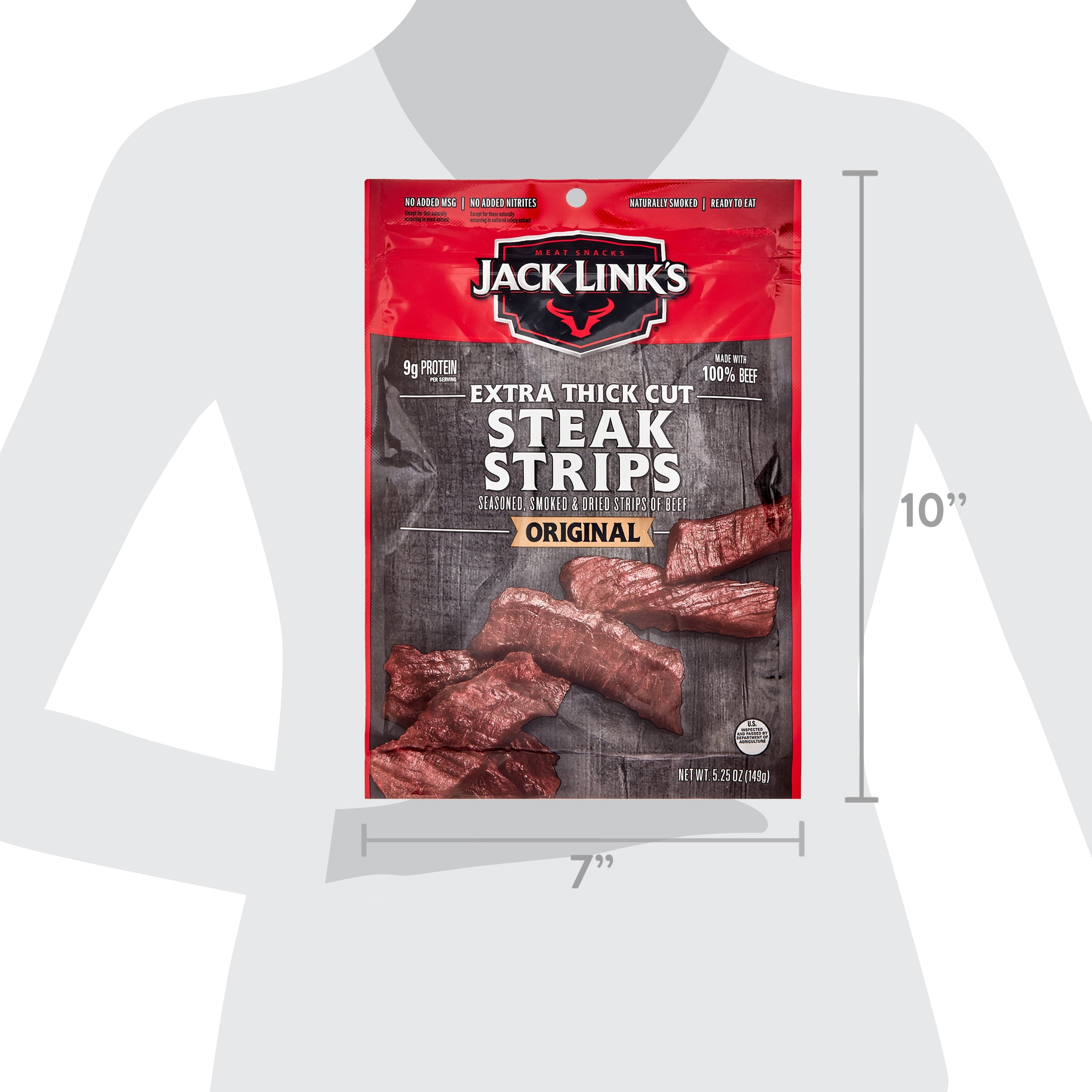 Jack Link's 100% Beef Original Steak Strip Jerky 5.25oz Resealable Bag