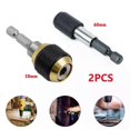 thumbnail image 2 of 2pc 50/60mm Drill Chuck Screwdriver Impact Driver Keyless Adaptor 1/4in Hex Shank Drill Bit Quick Change Convertor Adapter Tool, 2 of 5