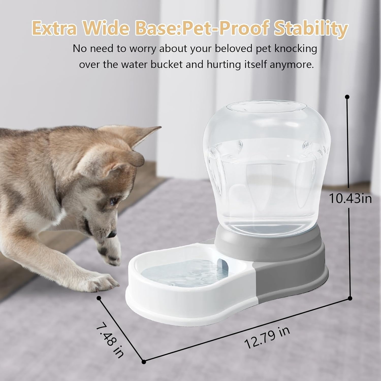 1.58 Gallon Automatic Dog Water Bowl Dispenser, Large Capacity Water Feeder for Cats and Dogs, BPA-Free, 1.58 Gallon Grey