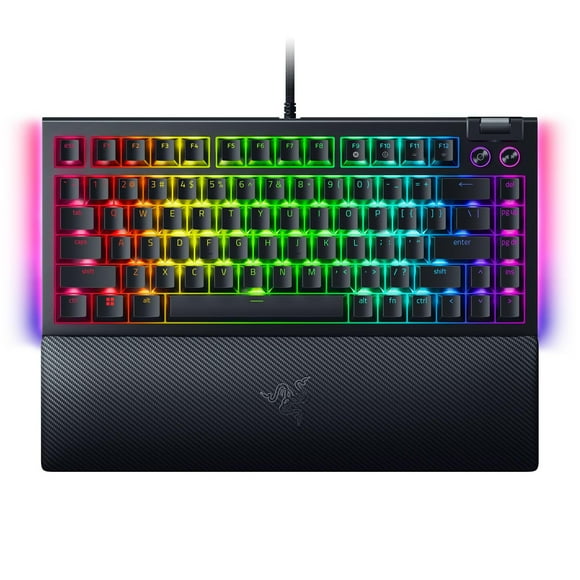 Razer BlackWidow V4 75% Mechanical Gaming Keyboard: Hot Swappable Design - Compact & Durable - Orange Tactile Switches - Chroma RGB - Roller & Media Keys - Wrist Rest Snap Tap - Bl