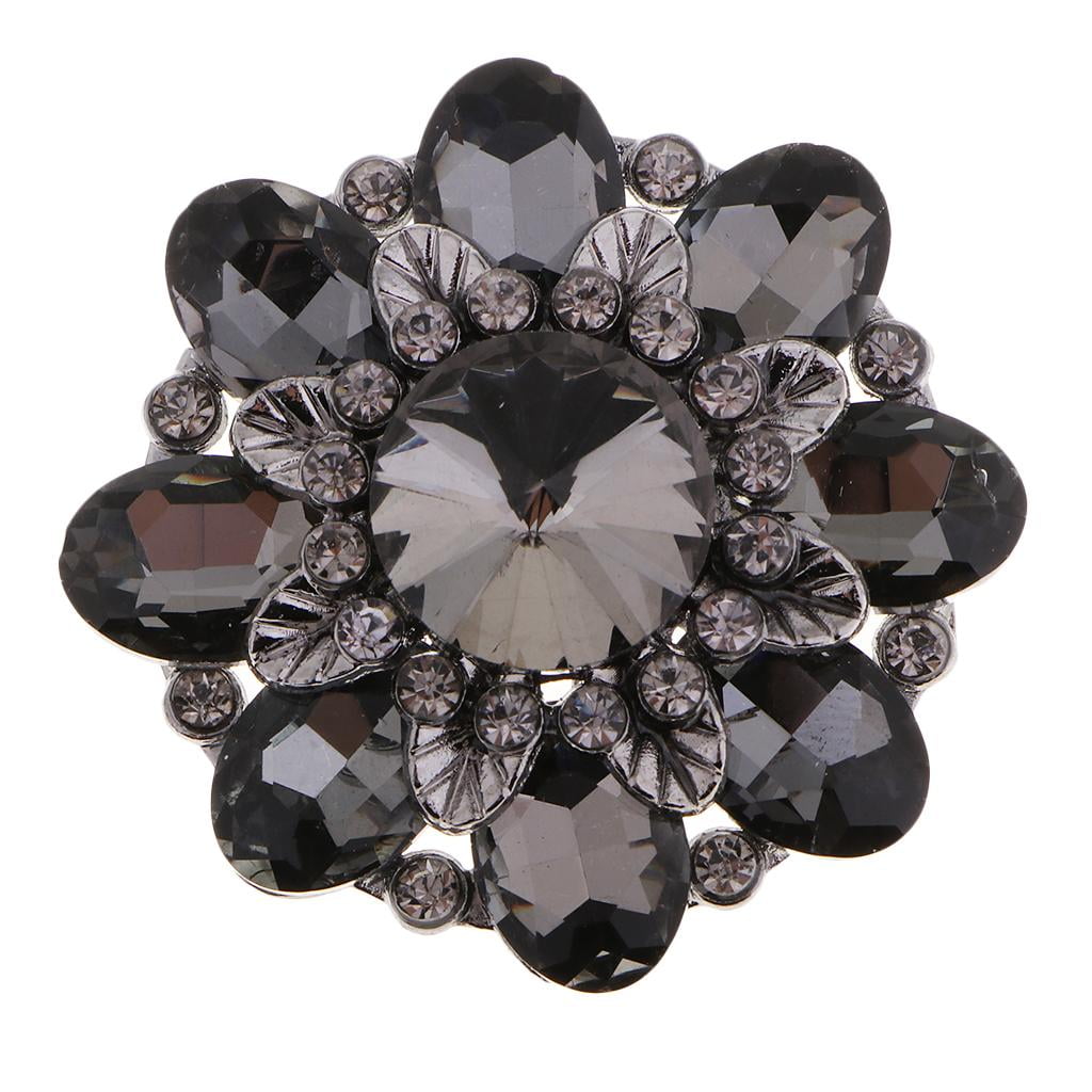 Abbraccia 6xAlloy Rhinestone Shank Buttons Decorative Buttons Sewing Accessories Black 6 Pcs