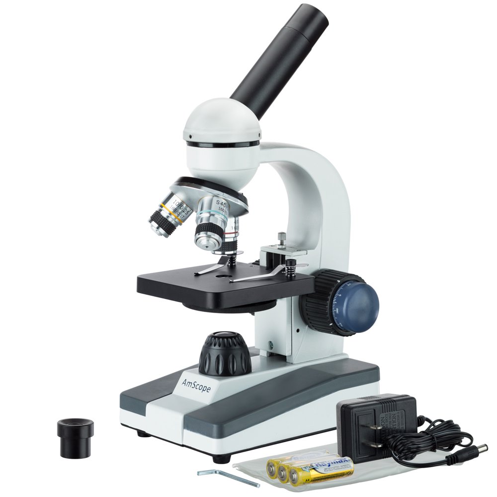 AmScope 40X800X Portable Student Compound LED Microscope Cordless