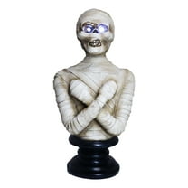 Egyptian King Tut Corpse Mummy Sarcophagus Bust Figurine With LED Light Up Eyes