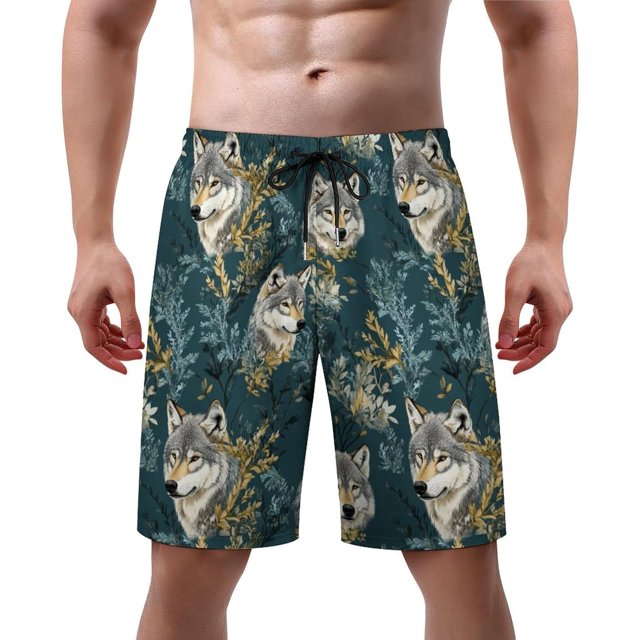 NICKSUN Men's Swim Trunks, Cute Print Quick Dry Summer Board Beach Shorts with Mesh Lining and Pockets