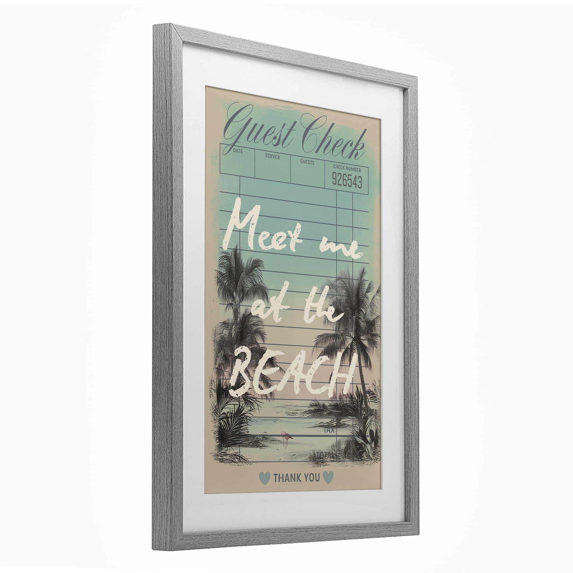 Stupell Industries Meet Me At Beach Check Gray Framed Print Under Glass, design by Annabelle Hall