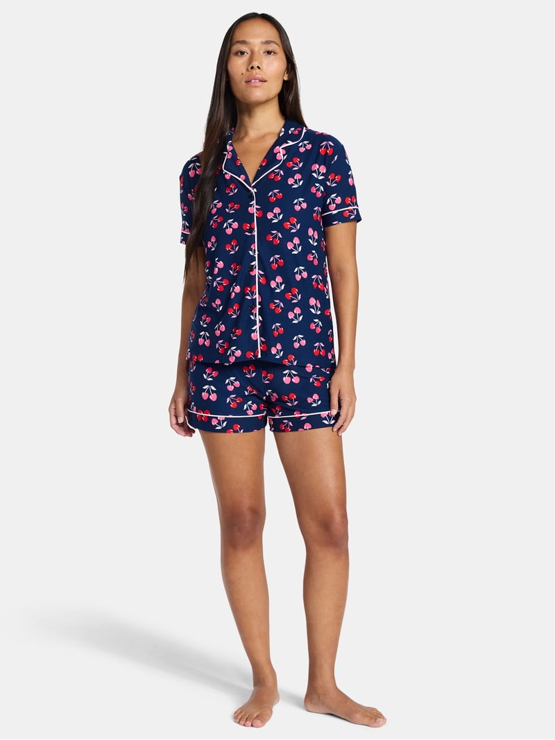 Jaclyn Women's Valentine's Day Notch Collar Top and Shorts Pajama