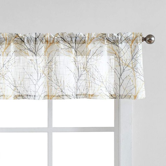 Decoultimatex Yellow Valance Curtains for Windows Print Tree Branch Semi-Sheer Valance,1 Panel 50"W x 15"L
