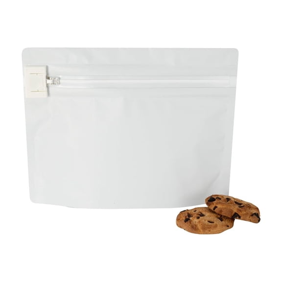 High Level White Plastic Locking Pouch - Child-Resistant - 8" x 2 1/4" x 6" - 10 count box